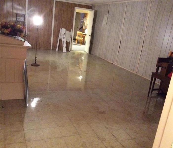 Water damage to floors & walls.